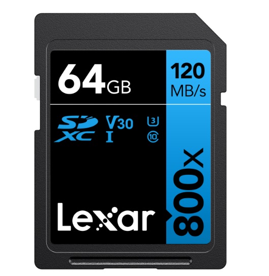 Lexar SDXC Blue Series UHS-I 800x 64GB V30