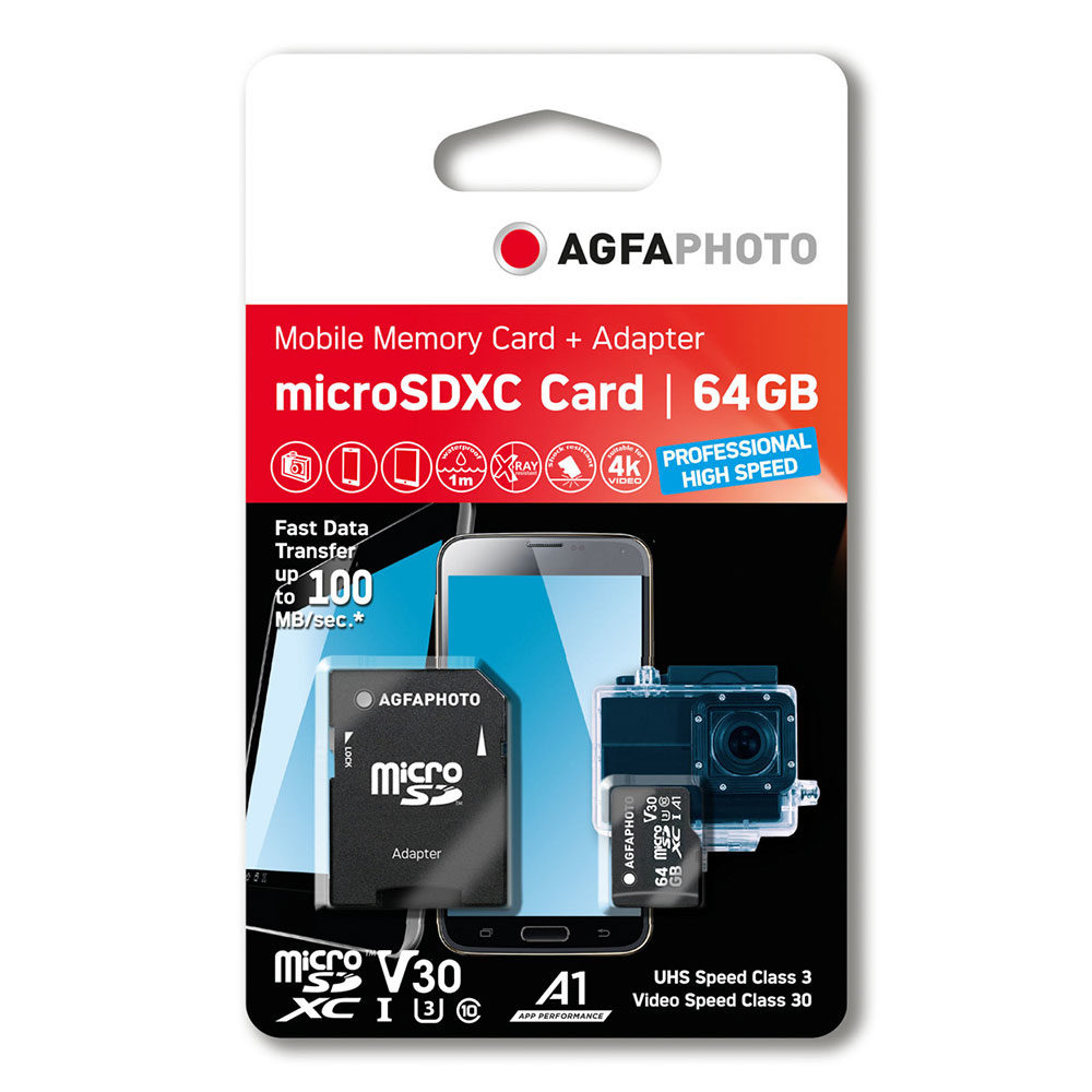 Agfaphoto 64GB microSDHC-Card  UHS-I C10/U3/A1