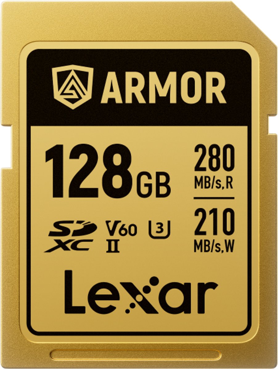 Lexar SDXC Pro Gold Series ARMOR UHS-II 128 GB V60 IP68 Stainless Steel R280/W210MB/s