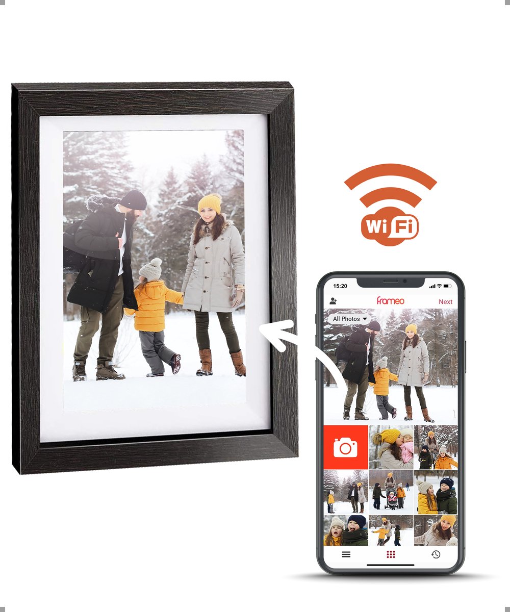 Digitale fotolijst WF-105T-BL Zwart Hout Frameo WiFi Digitale fotolijst WF-105T-BL Zwart Hout Frameo WiFi