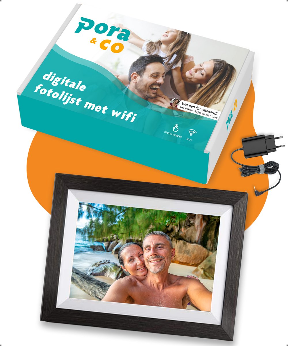 Digitale fotolijst WF-105T-BL Zwart Hout Frameo WiFi