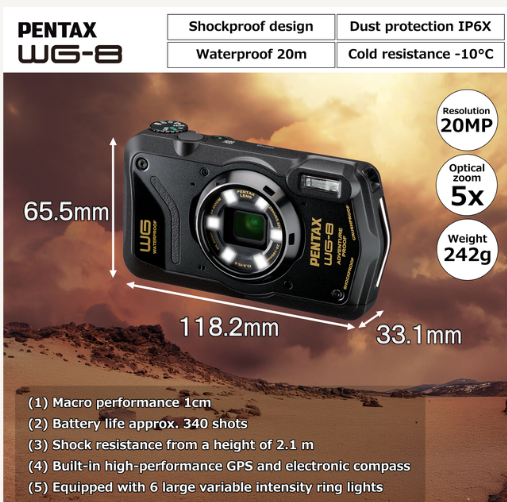 Pentax WG-8 Zwart
