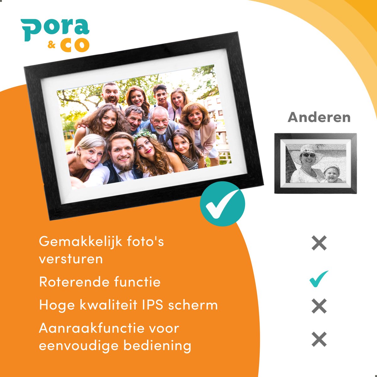 Digitale fotolijst WF-105T-BL Zwart Hout Frameo WiFi Digitale fotolijst WF-105T-BL Zwart Hout Frameo WiFi
